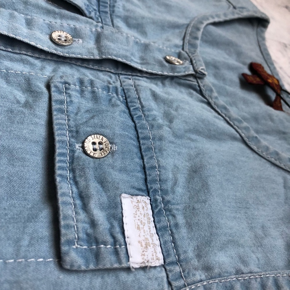 7 SEVEN FOR ALL MANKIND Girls Jean Romper Jumpsuit - Picture 3 of 6